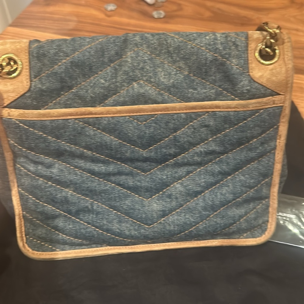 Saint Laurent Medium Monogram Matelasse Denim Niki Bag - Picture 16 of 16